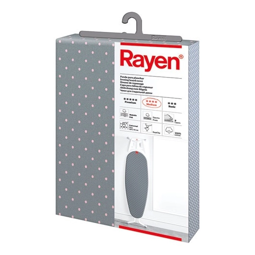Housse pour table à repasser 130 x 47 cm - Gris & Pois blancs - RAYEN