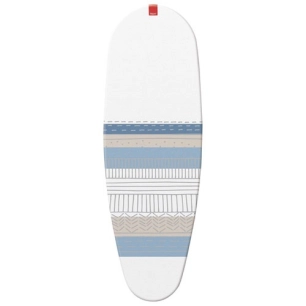 Housse table à repasser Premium clip - 130 x 47 cm - blanc, gris et bleu - RAYEN