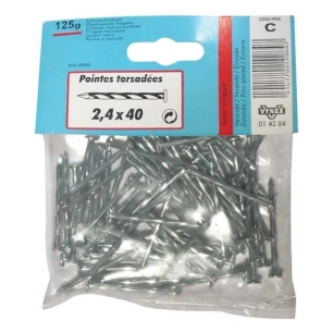 Pointe torsadée TP acier zingué 2.4x40 125g - VYNEX