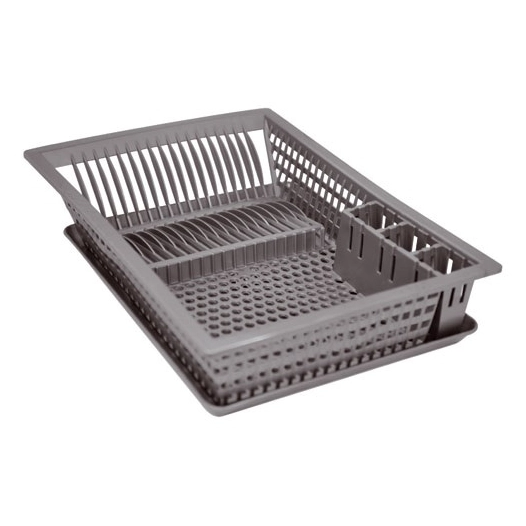 Egouttoir à vaisselle + plateau - 48x35,5 cm - gris - ALUMINIUM ET PLASTIQ