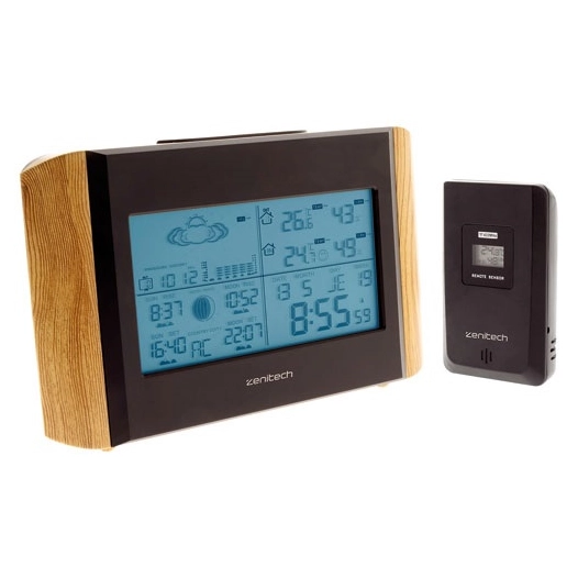 Station météo effet bois avec capteur sans fil IP44 - OTIO