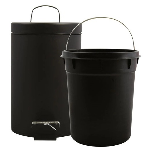 Poubelle noire 3l pédale et seau amovible - MSV