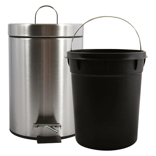 Poubelle grise 3l finition satinée avec seau amovible - MSV