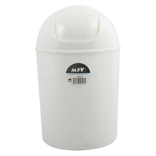 Poubelle plastique ronde 7l sdb blanc - MSV
