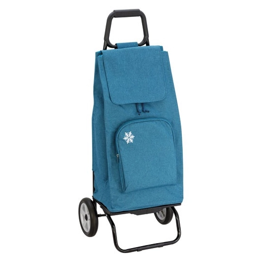 Poussette 2 roues 3 poches dont 1 isotherme bleu canard - SIDEBAG