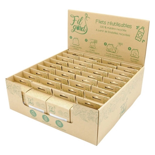 filets nylon fruits et légumes blanc 30x35cm x3 - FIL GOOD