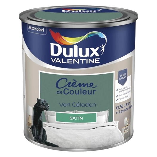 Valentine crème de couleur satin 0.5l vert céladon - DULUX VALENTINE