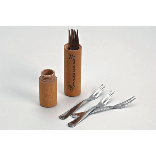 Lot de 6 fourchettes à escargot avec fourreau - ROGER ORFEVRE
