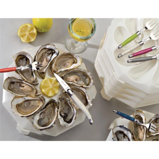 1 Lot de 6 assiettes de 9 huitres Blanc Nacré - ROGER ORFEVRE