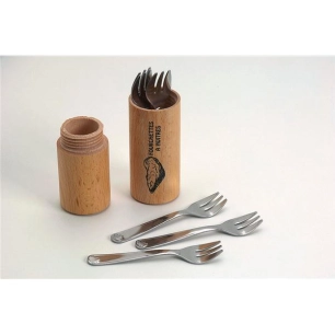 Lot de 6 fourchettes à huitre avec fourreau - ROGER ORFEVRE