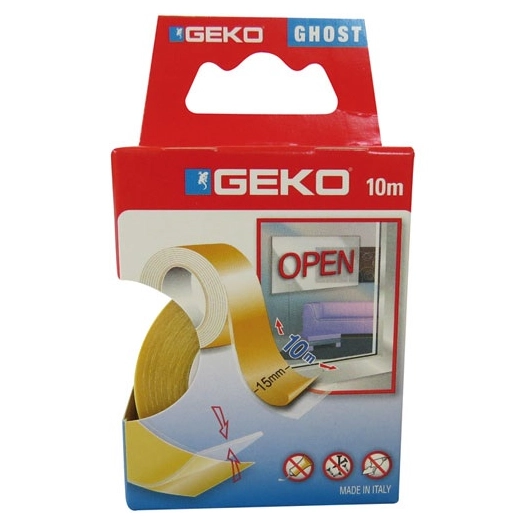 Adhésif double face - 15 mm x 10 m - transparent - GEKO