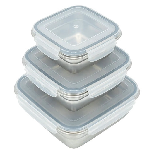 Kit 3 boites inox avec couvercle pp - SANS MARQUE