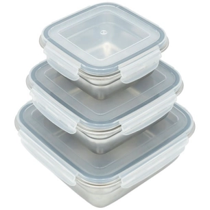 Kit 3 boites inox avec couvercle pp - SANS MARQUE