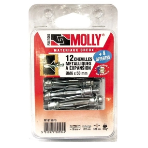 Cheville molly 5x50mm+vis m5 c/16 coque - MOLLY