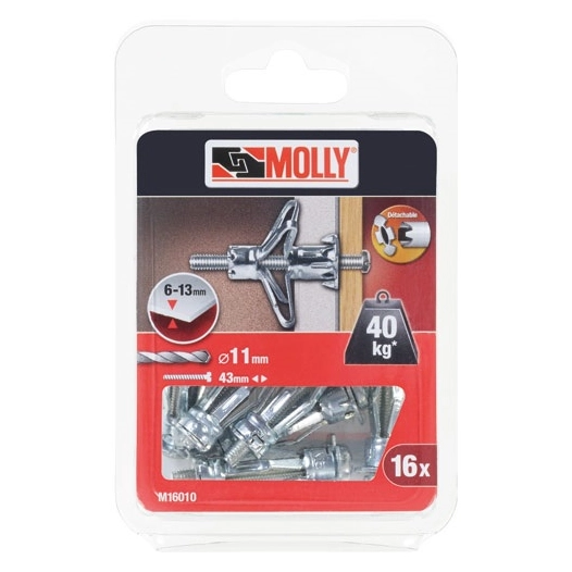 Cheville molly 5x36mm+vis m5 c/16 coque - MOLLY