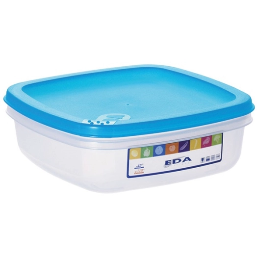 Boîte carrée plate 1 L naturel couvercle turquoise - EDA