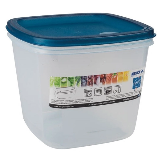 Boite carrée 2.5l naturel couvercle turquoise acidulé - EDA