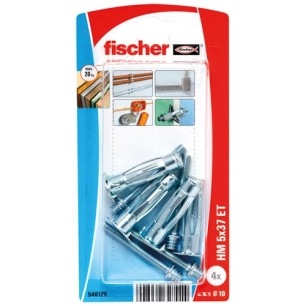Cheville corps creux pâtte à vis hm5x37 blister de 4 - FISCHER