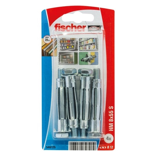 Cheville corps creux hm 8x55 s blister de 4 - FISCHER