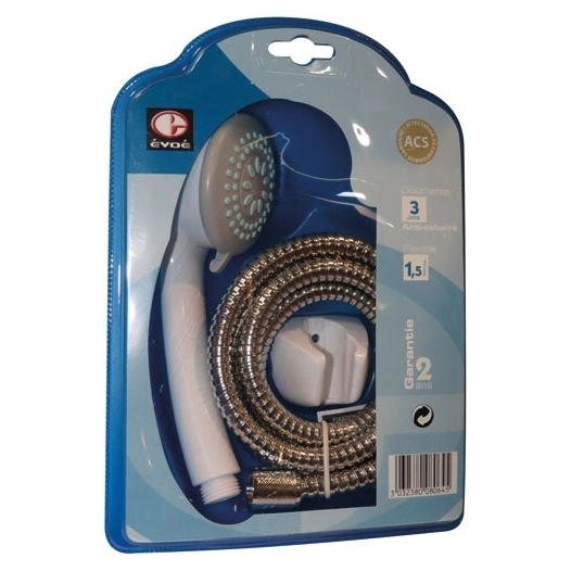 Douchette 3 jets blanc + flexible 1m50 sc - EVOE