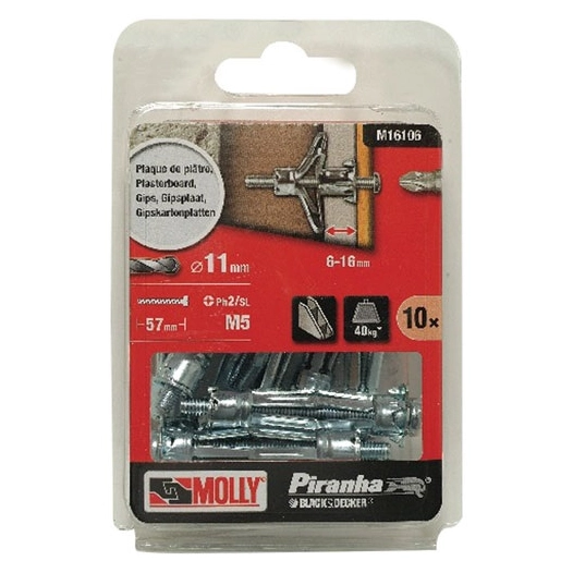 Cheville metallique a expansion molly 5x50mm + vis m5 x10 - MOLLY