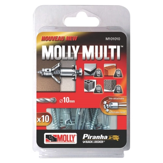Cheville molly multi 5x60 avec vis agglo blister de 10 - MOLLY