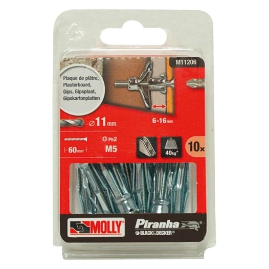 Cheville metallique expansion molly 5x50mm +vis fraisée x10 - MOLLY