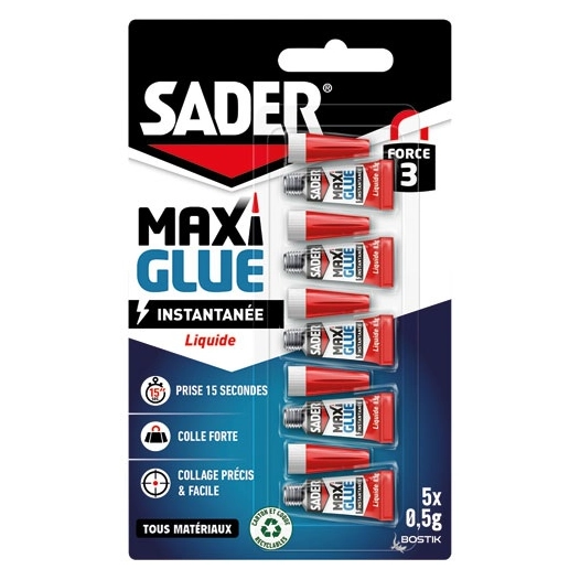 Sader maxi glue instantanée liquide 0.5g x5 - SADER