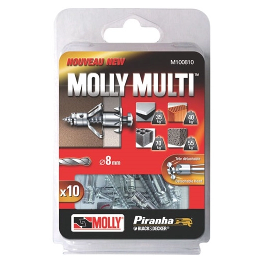 Chevilles métal molly multi 4x37 + vis agglo blister de 10 - MOLLY