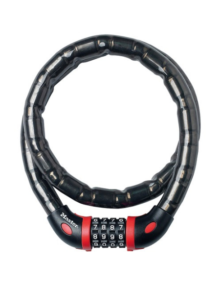 Antivol cable articulé 1m x18mm à combinaison programmable - MASTER LOCK