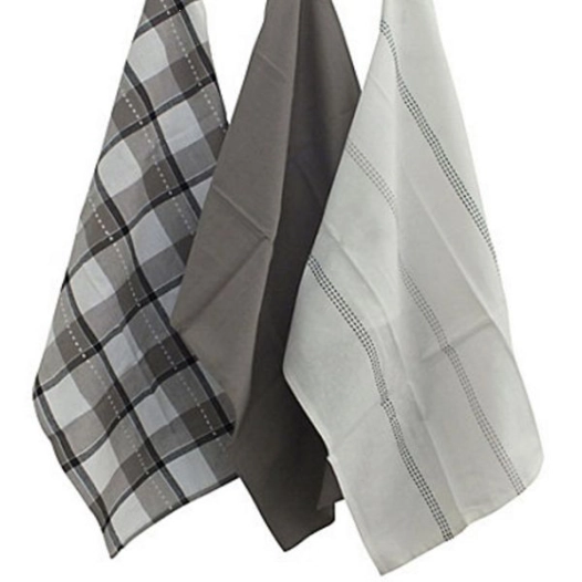 12 Lot de 3 torchons assortis Gris - Pasado - KELA