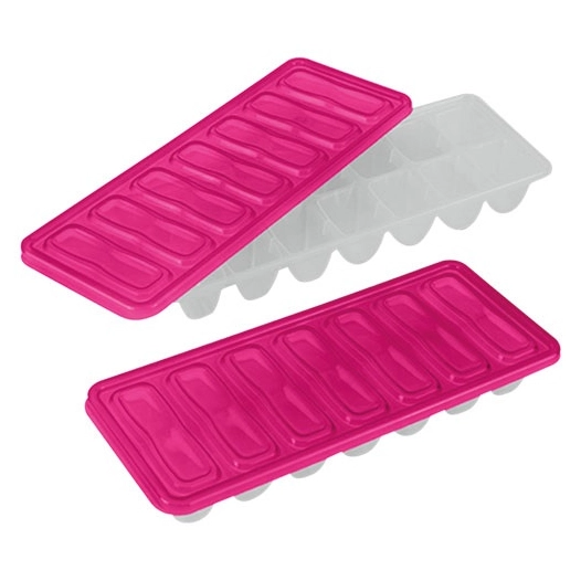 2 bacs à 14 glaçons CUBE avec couv. col. Assort. - METALTEX