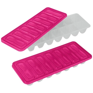 2 bacs à 14 glaçons CUBE avec couv. col. Assort. - METALTEX