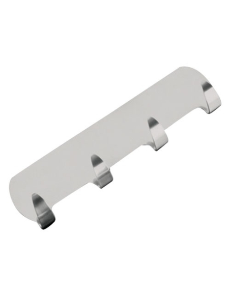Barrette 4 Crochets Adhésive Inox Fixation adhésive, acier inoxydable, 4 crochets - EXMA