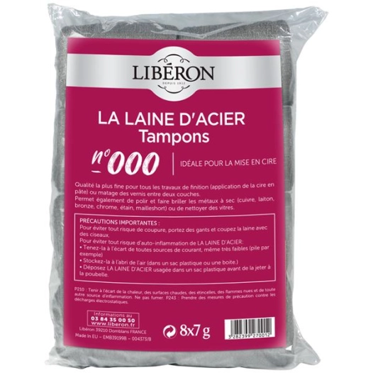 Laine d'acier tampon 000 8x7g Liberon - LIBERON