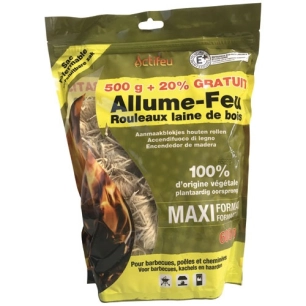 Allume-feux laine de bois écologique 500 g + 20 % gratuit - ACTIFEU