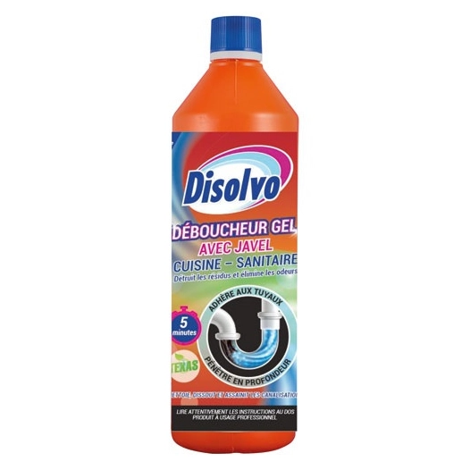 6 Disolvo déboucheur gel avec javel 1l - DISOLVO