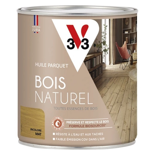 Huile parquet bois naturel incolore 750 ml - V33