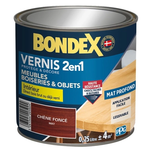 Vernis chêne foncé mat 250ml - BONDEX