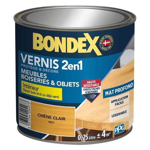 Vernis chêne clair mat 250ml - BONDEX