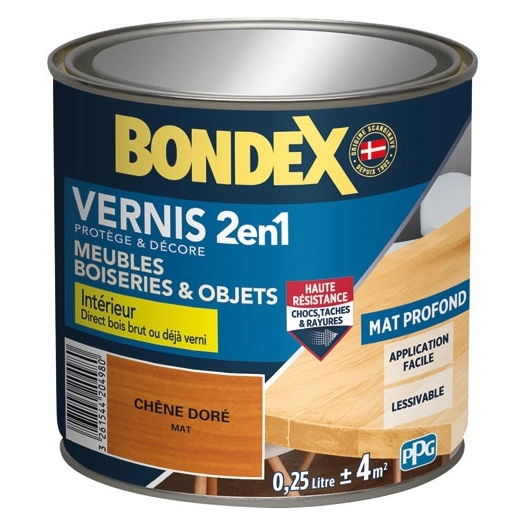 Vernis chêne doré brillant 250 ml - BONDEX