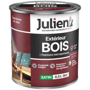 Peinture Julien bois microporeux rouge basque 0.5l - JULIEN