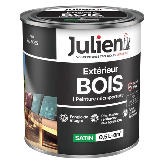 Peinture Julien bois microporeux noir 0.5l - JULIEN