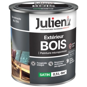 Peinture Julien bois microporeux gris anthracite 0.5l - JULIEN
