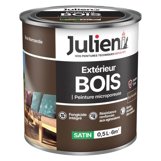 Peinture Julien bois microporeux brun normandie 0.5l - JULIEN