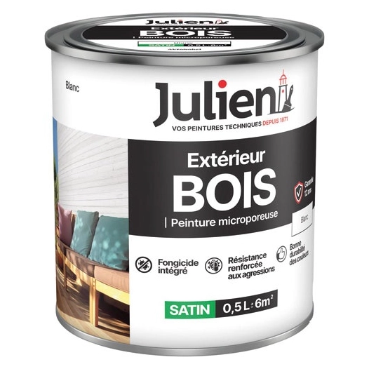 Peinture Julien bois microporeux blanc 0.5l - JULIEN