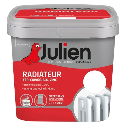 Peinture radiateur phase aqueuse satin 2l blanc - JULIEN
