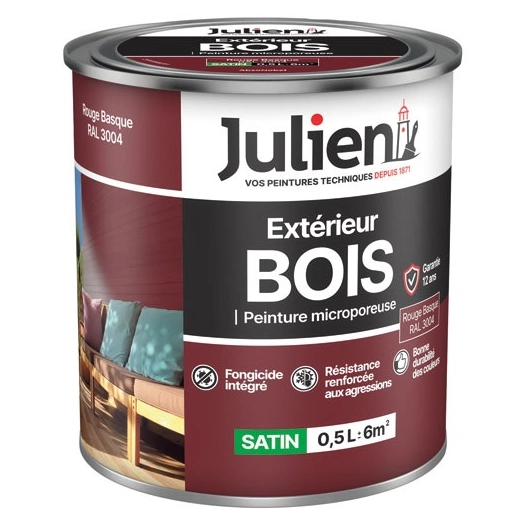 Peinture Julien fer anti rouille rouge basque 0.5l - JULIEN