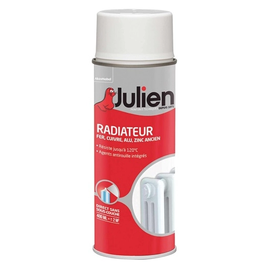 Peinture radiateur aérosol 400ml brillant blanc - JULIEN