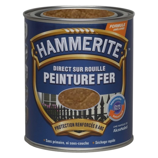 Peinture Hammerite fer martelé 0.25l cuivre 070707 - JULIEN
